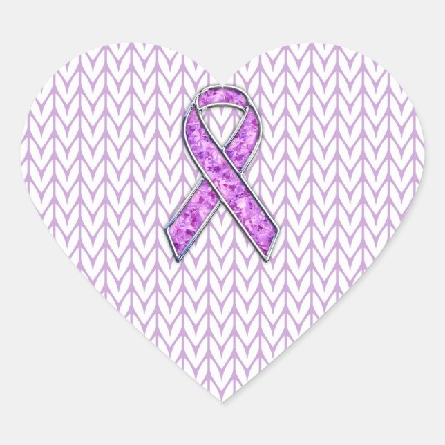 Sticker Cœur Chrome style Crystal Pink Ribbon Awareness Knit (Devant)