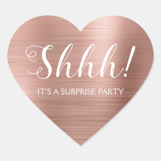 Sticker Cœur Chut ! Surprise Anniversaire - Gold Rose (Devant)