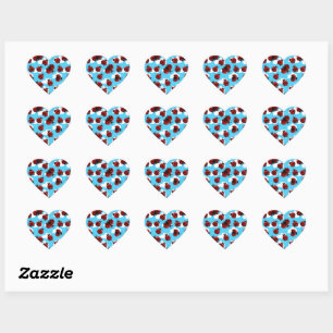 Sticker Cœur Ciel Bleu Nuages Blancs coccinelle rouge