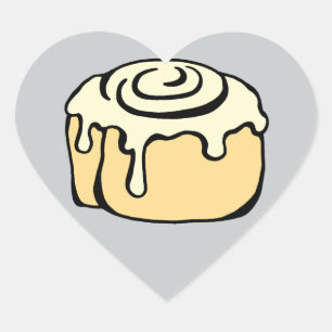 Sticker Cœur Cinnamon Roll Honey Bun Gris Cartographie Design m
