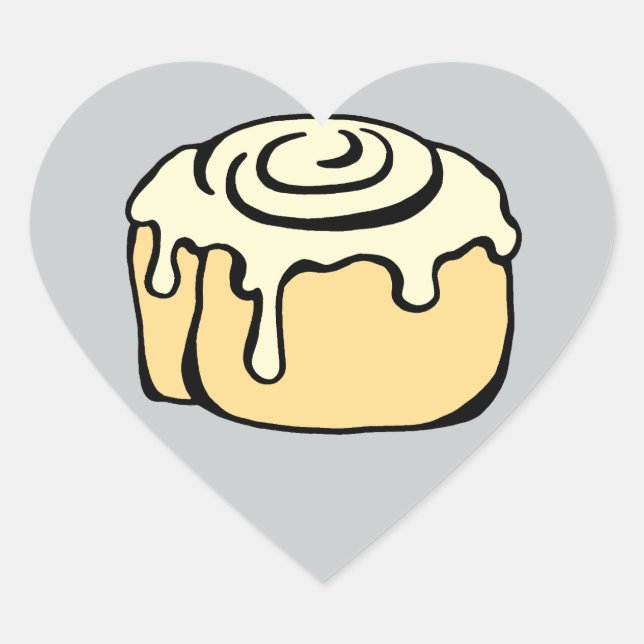 Sticker Cœur Cinnamon Roll Honey Bun Gris Cartographie Design m (Devant)