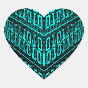 Sticker Cœur Circuit informatique futuriste Cyberpunk