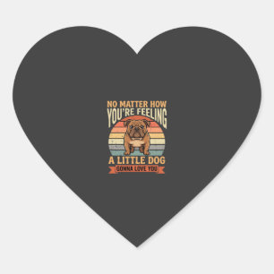Sticker Cœur Citation d'amour de bouledogue drôle Rétro Chien