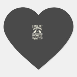 Sticker Cœur Citation de la religion du chien et du chat