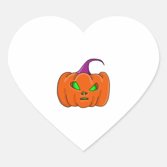 Sticker Cœur Citrouille Alien Halloween (Devant)