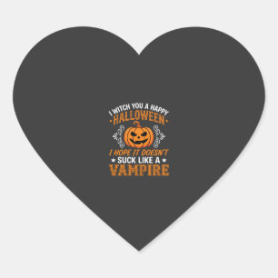 Sticker Cœur Citrouille de vampire drôle d'Halloween