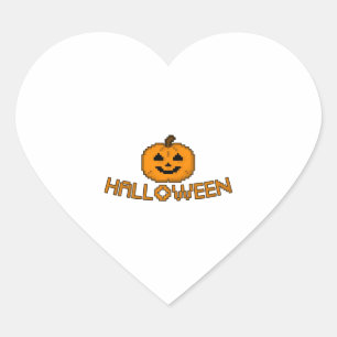 Sticker Cœur Citrouille d'Halloween