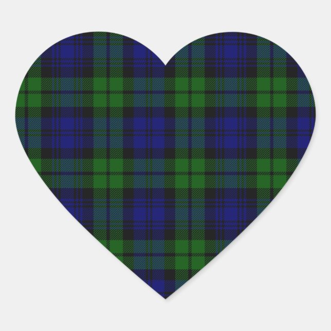 Sticker Cœur Clan Blackwatch tartan Campbell (Devant)