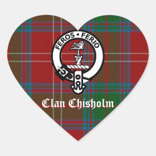 Sticker Cœur Clan Chisholm Tartan & Crest Badge