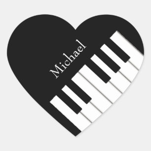 Sticker Cœur Clavier de piano classique Musicien personnalisé