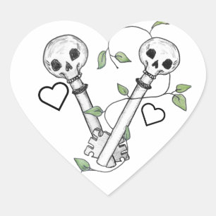 Sticker Cœur Clés squelettes