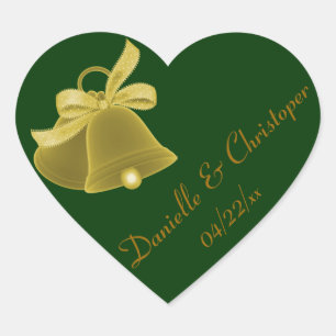 Sticker Cœur "Cloches Mariages" - Vert foncé [a]