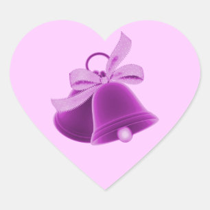 Sticker Cœur "Cloches Mariages" - violet riche [a]