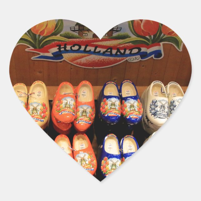Sticker Cœur Clogs peints en bois, Hollande 2 (Devant)