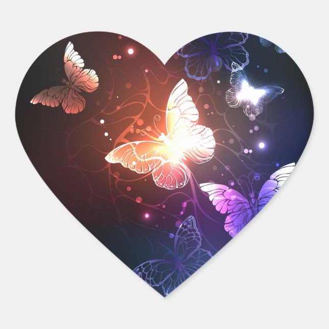 Sticker Cœur Clowing Night Butterflies (Devant)