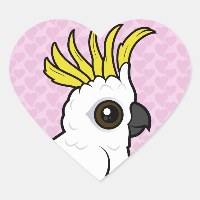 Sticker Cœur Cockatoo à crête de soufre Birdorable (Devant)