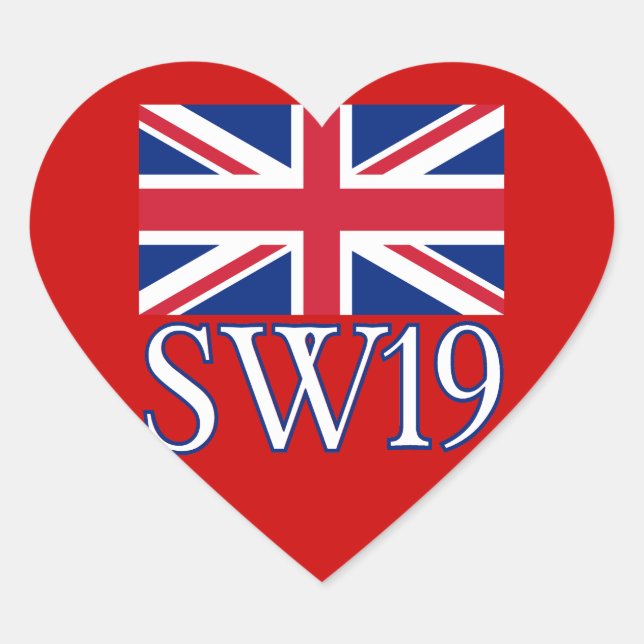 Sticker Cœur Code postal Londres SW19 avec Union Jack (Devant)