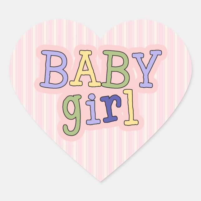 Sticker Cœur Coeur bébé fille Enveloppe douche Sceau (Devant)