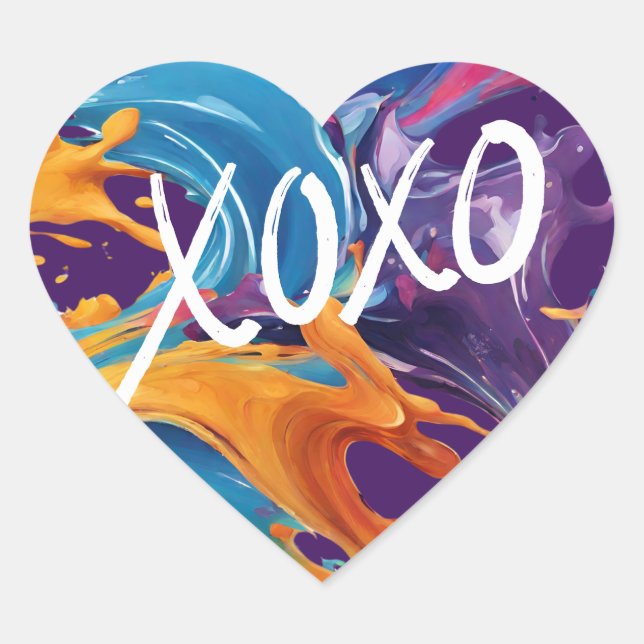 Sticker Cœur Coeur coloré XOXO- (Devant)