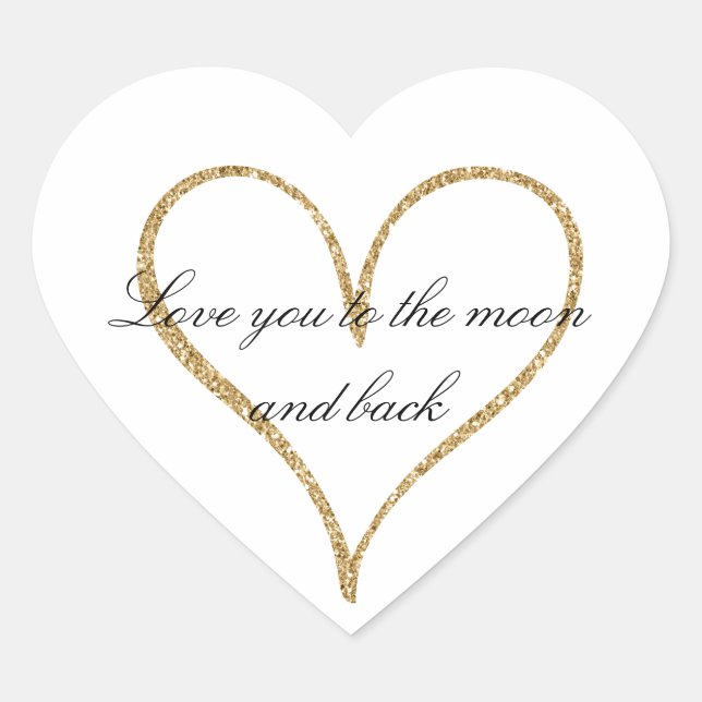 Sticker Cœur Cœur d'amour de paillettes d'or (Devant)