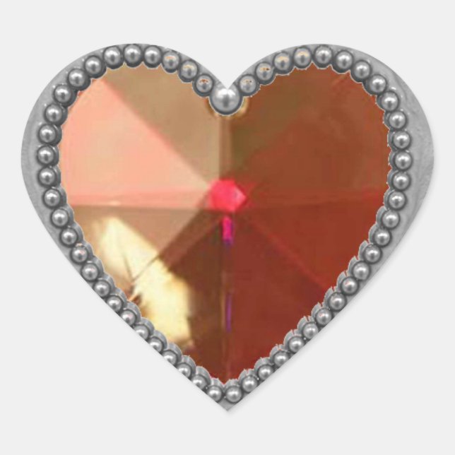 Sticker Cœur Coeur d'argent et rubis (Devant)