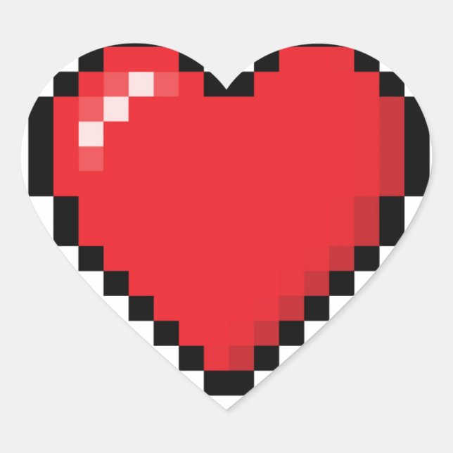 Sticker Cœur Coeur de jeu vidéo rouge Pixelé (Devant)