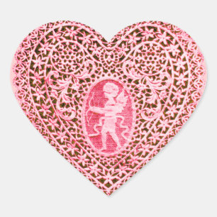 Sticker Cœur COEUR DE LAINE CUPID, Rouge rose Noir