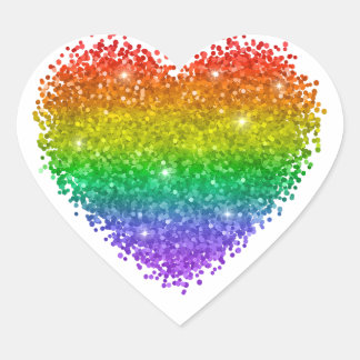 Sticker Cœur coeur de parties scintillant arc-en-ciel