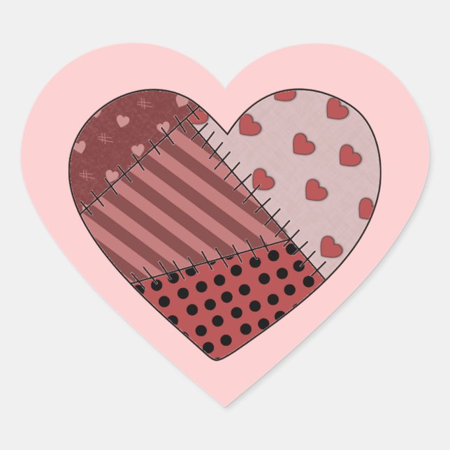 Sticker Cœur Coeur de Patchwork (Devant)