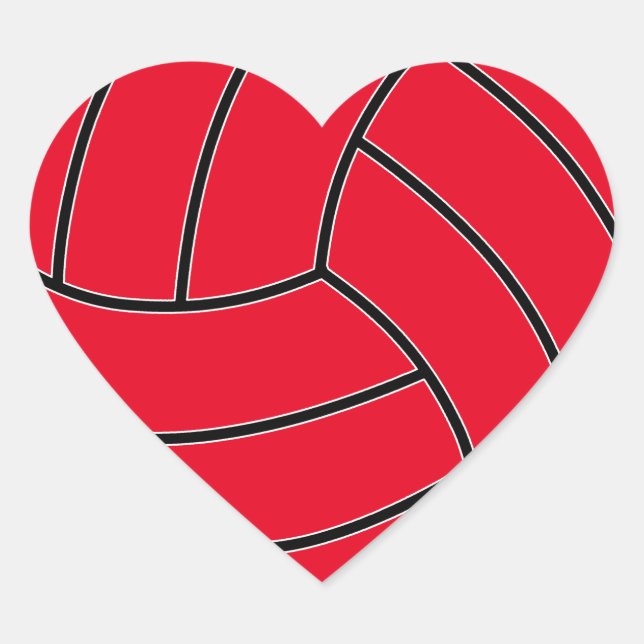 Sticker Cœur Coeur de volley-ball couleur personnalisé (Devant)