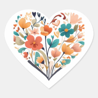 Sticker Cœur coeur des fleurs