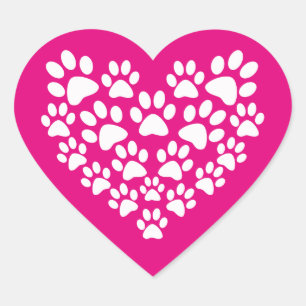 Sticker Cœur Coeur Empreinte de patte simple