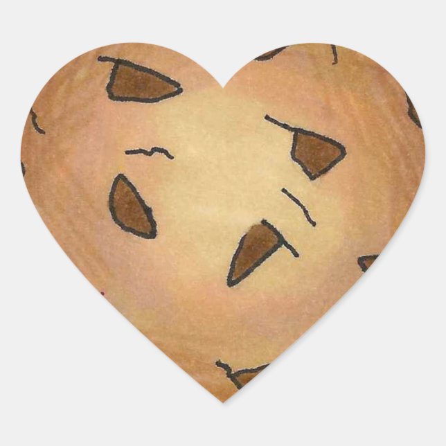 Sticker Cœur Coeur en forme de chocolat Chip Cookie Foodie (Devant)
