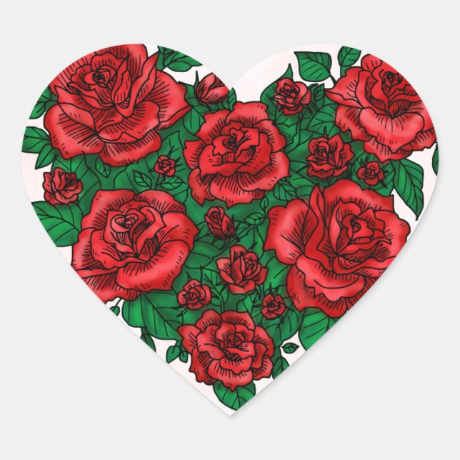 Sticker Cœur Coeur fait de roses rouges amour valentin romantiq (Devant)