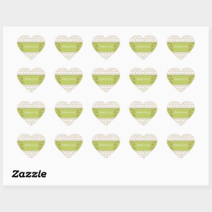 Sticker Cœur Coeur Fille En Rose Vert Et Blanc