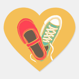 Sticker Cœur Coeur Girly de chaussures et de baskets épousant