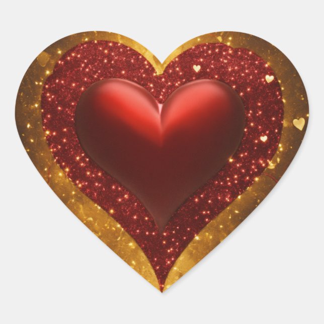 Sticker Cœur Coeur humain de la parties scintillant d'or avec d (Devant)
