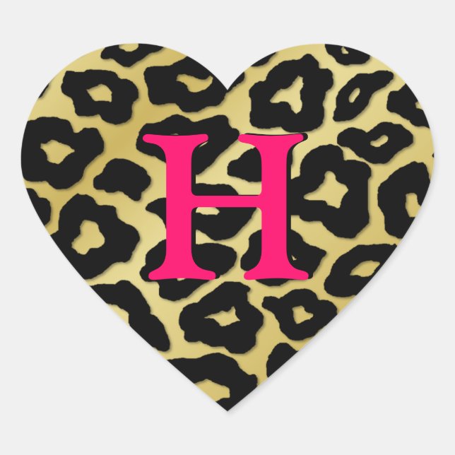 Sticker Cœur Coeur léopard personnalisable (Devant)