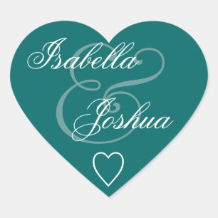 Sticker Cœur Coeur Mariage pour enveloppe turquoise V15