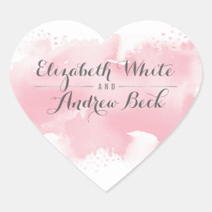 Sticker Cœur COEUR MARIAGE SEAL élégant aquarelle rose pâle