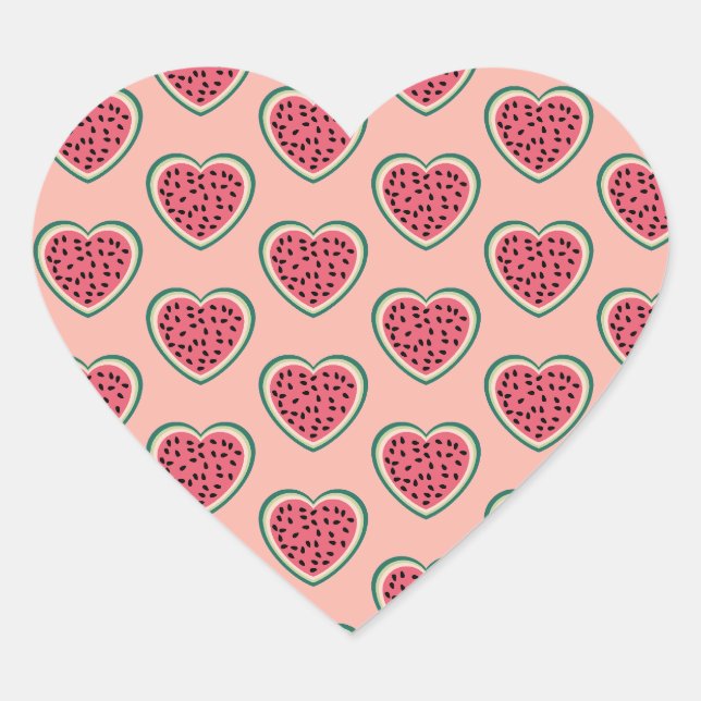 Sticker Cœur coeur mignon palestine pastèques colorées (Devant)