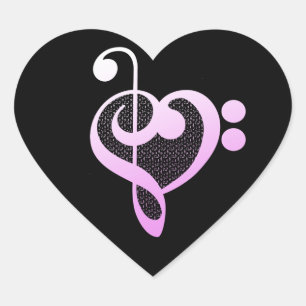 Sticker Cœur Coeur musicien de musique rose