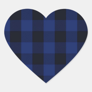 Sticker Cœur Coeur noir et bleu de plaid de Buffalo de