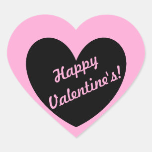 Sticker Cœur Coeur noir sur coton bonbon rose