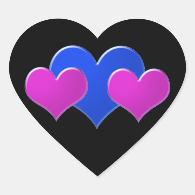 Sticker Cœur coeur rose et bleu sur arrière - plan noir (Devant)