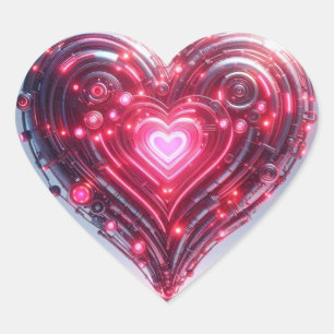 Sticker Cœur Coeur rose futuriste moderne