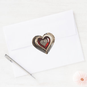 Sticker Cœur Coeur Steampunk - Amour mécanique complexe