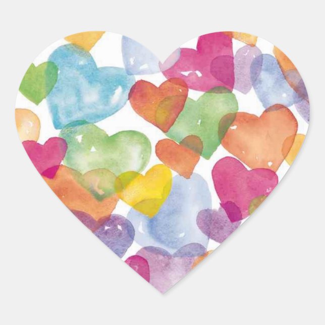 Sticker Cœur Coeurs aquarelle (Devant)