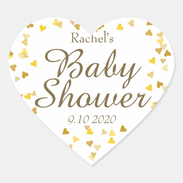 Sticker Cœur Coeurs d'or Baby shower Favoriser (Devant)