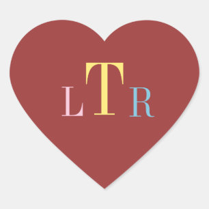 Sticker Cœur Coeurs mariages Monogramme Enveloppe Stick